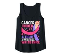Womens Breast Cancer Picked Fight with The Wrong Chick Pink Ribbon Tank Top