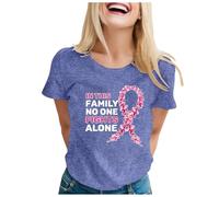 Women's Breast Cancer Print International Publicity Moon Short Sleeve Soft Breathable Comfortable Casual Stylish T Shirt, White, M