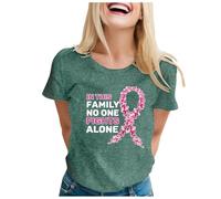 Women's Breast Cancer Print International Publicity Moon Short Sleeve Soft Breathable Comfortable Casual Stylish T Shirt, Light green, 3XL