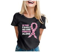 Women's Breast Cancer Print International Publicity Moon Short Sleeve Soft Breathable Comfortable Casual Stylish T Shirt, black, M