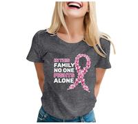 Women's Breast Cancer Print International Publicity Moon Short Sleeve Soft Breathable Comfortable Casual Stylish T Shirt, darkgray, XXL