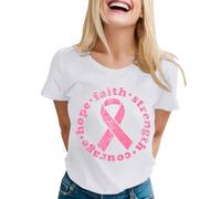 Womens Breast Cancer Shirts Pink Ribbon Pink Shirt Be Cancer Survivor Unbreakable and Awareness T-Shirt Breast Awareness Tops Research T Shirt T Women Oversized October (White,XXL)