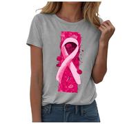 Womens Breast Cancer Shirts Pink Ribbon Pink Shirt Breast Cancer Awareness T-Shirt Summer Tops for Women UK Womens T Shirts Let's F##K Tshirts Gifts October Family (Light Gray,XL)