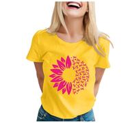Womens Breast Cancer Shirts Pink Ribbon T Shirt Breast Cancer Shirt for Mom T-Shirt Awareness Tee Tops Womens T Shirts Let's F##K Pink Tshirts Care Gifts for Women (Yellow,S)