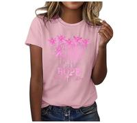 Womens Breast Cancer Shirts Ribbon Shirt Girl Breast Cancer Gift T-Shirt Awareness Tops Race for Life T-Shirts Pink T-Shirts Adults Funny Treatment Gift October Family (Pink,S)