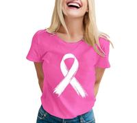 Womens Breast Cancer Shirts Ribbon Shirt Girl Breast Cancer Gift T-Shirt Survivor Tops Female Bats T Shirt Pink T Ladies Adults Gifts for Women Funny October Family (Hot Pink,XL)