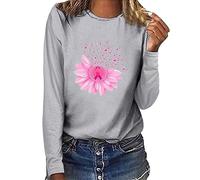 Womens Breast Cancer Shirts,This is My Fighting Shirt T-Shirt Heart Pink Ribbon Tshirt Women Short Sleeve Tops T Ladies Adults Race for Life Research Gifts Funny Female UK (Grey,XXL)