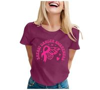 Womens Breast Cancer Shirts Women Ribbon Shirt Breast Cancer Shirt for Mom T-Shirt Summer Tops for Women UK Race Life T Pink T Oversized Gifts Woman October Family (Pink,XL)