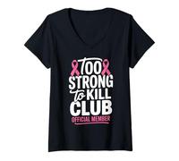 Women's Breast Cancer Survivor Club Pink Ribbon V-Neck T-Shirt