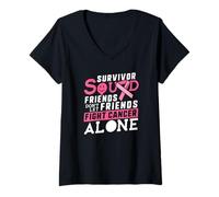 Womens Breast Cancer Survivor Shirt Support Pink Ribbon Squad Month V-Neck T-Shirt