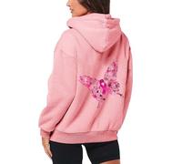 Women'S Breast Cancer Y2K Hoodies Long Sleeve Ribbon Print Hooded Jacket Breast CancerFor Women Merchandise Female UK Funny Support For My Mom October Awareness Month Tops Pink