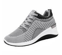 Women's Breathable Color Matching Casual Running Shoes Sneaker Wedges Shoes for Women Wedding (Grey, 4.5)