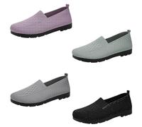 Women's Breathable Knit Loafers - Ai Cao Tech Lightweight Slip-On Shoes, Odor-Free Comfortable Flat Shoes for Walking Driving, 4 Colours, Fit Available (A,10)