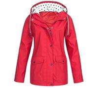 Womens Breathable Lightweight Waterproof Jackets Solid Color Packable Polka Dot Hoody Rain Coat Windproof Hiking Outdoor Wear Plus Size Softshell Jacket Trench Coat for Women Uk