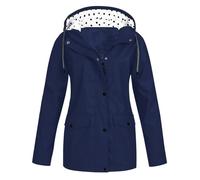 Womens Breathable Lightweight Waterproof Jackets Solid Color Packable Polka Dot Hoody Rain Coat Windproof Hiking Outdoor Wear Plus Size Softshell Jacket Trench Coat for Women Uk