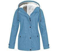 Womens Breathable Lightweight Waterproof Jackets Solid Color Packable Rain Coat Hoody Windproof Hiking Outdoor Wear Plus Size Softshell Jacket Trench Coat for Women Uk Walking Fleece Winter