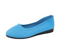 Women's Breathable Mesh Ballet Flats Comfort Chic Flat Slip On Round Toe Lightweight Soft Sole Ballerina Shoes for Spring Summer Office Daily Casual Walking, 01 Light Blue, 7 UK