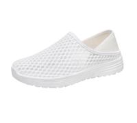 Womens Breathable Mesh Loafers Summer Orthopedic Wide Fit Flat Walking Shoes Ladies Arch Support Closed Toe Platform Beach Loafer Casual Soft Sole Trainers Shoe Footwear (White, 45)