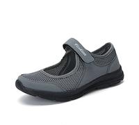 Womens Breathable Mesh Mary Jane Walking Shoes, Lightweight Slip on Trainers with Touch Fastening Strap, Anti Slip Casual Flats for Ladies, Soft Sole Comfort Sneakers, Summer Travel Footwear