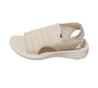 Women's Breathable Mesh Platform Sandals Elastic Stretch Upper Soft Sole Lightweight Peep Toe Comfort Shoes Casual Outdoor Footwear for Summer Holidays, 02-Beige, 5