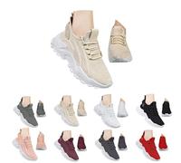 Women's Breathable Mesh Running Trainers Lightweight Comfort Gym Orthopedic Shoes for Jogging Tennis Outdoor Sports Casual Lace-up Waking Sneakers for Active Lifestyles Beige