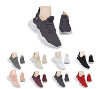 Women's Breathable Mesh Running Trainers Lightweight Comfort Gym Orthopedic Shoes for Jogging Tennis Outdoor Sports Casual Lace-up Waking Sneakers for Active Lifestyles Grey