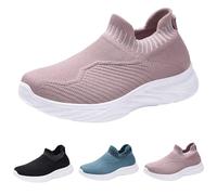 Women's Breathable Mesh Slip-On Loafers Platform Wedge Heel Walking Shoes Womens Orthopedic Walking Shoes Non Slip Running Trainers Breathable Workout Sneaker with Memory Foam Badminton Trainer Pink
