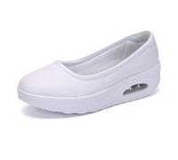 Women's Breathable Nursing Shoes, Slip On Lightweight Orthopedic Walking Sneakers Comfort Non Slip Waterproof Work Shoes (White,7.5)