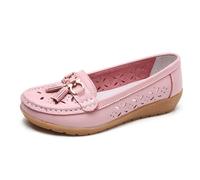 Women's Breathable Orthopedic Leather Loafers Slip On Comfortable Walking Shoes for Work and Casual Wear Summer Lightweight Footwear (4.5) Pink