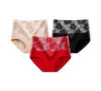 Womens Breathable Panties Available in Plus Size 3 Pack Mixed Color Women's Elastic Cotton High Waisted Underwear Soft Breathable And Comfortable Underwear High Waist Ladies Pants Size 14 (RD1, XXL)