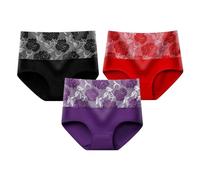 Womens Breathable Panties Available in Plus Size 3 Pack Mixed Color Women's Elastic Cotton High Waisted Underwear Soft Breathable And Comfortable Underwear High Waist Ladies Pants Size 14 (PP1, XXL)