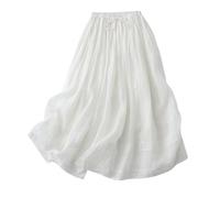 Women's Breathable Skirt Spring Summer Lightweight Elastic Waist Women's Skirt Slimming Skirt High Waist Casual Skirt Midi Versatile Summer Skirt Women Casual Skirts Long, White, XXL