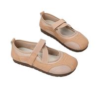 Women's Breathable Slip-on Casual Walking Shoes, Mary Jane Flats Shoes Comfort Wide Toe Ballet Sneakers for Woman Slip-on Loafer with Strap (Coffee,4)