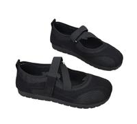 Women's Breathable Slip-on Casual Walking Shoes, Mary Jane Flats Shoes Comfort Wide Toe Ballet Sneakers for Woman Slip-on Loafer with Strap (Black,6.5)