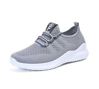 Women's Breathable Sports Shoes, Soft Sole, Non-Slip, Lightweight Round Head Walking Shoes with Lace Up Front, Breathable Mesh Shoes for Women, Multicolor, grey, 9.5 UK