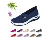Women's Breathable Walking Flats, Non-Slip Soft Sole Easy-on Comfort, Summer Breathable Non-Slip Soft Sole Elderly Shoes Orthopedic Walking Shoes Middle-Aged and Seniors (Blue,5)