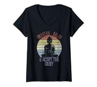 Women's Breathe Relax and Accept the Crazy - Funny Yoga V-Neck T-Shirt