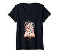 Women's Breathtaking Botanical Biblical Design V-Neck T-Shirt
