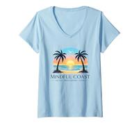 Women's Breathwork Meditation Mindfulness Coastal Zen Flower Energy V-Neck T-Shirt