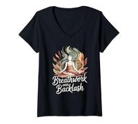 Womens Breathwork Over Backlash Yoga Meditation Mindfulness V-Neck T-Shirt