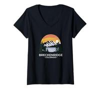 Womens Breckenridge Colorado Scenic Mountain Lake Gift V-Neck T-Shirt