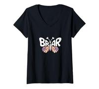 Womens Briar Butterfly - Personalized Cute Name Word Art V-Neck T-Shirt