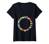 Womens BRICS+ Circles - Flags of Member Nations V-Neck T-Shirt