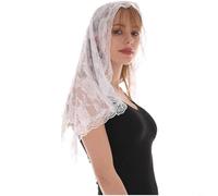 Women's Bridal Lace Headpiece Short Rose Pattern Half Circle Scarf for Wedding Church Ceremony Elegant Sweet Style Polyester Wrap Accessory(2#White)