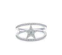 Women's Bridal Rings Sets, Rings for Me Star Silver with Round Shape Lab Created Diamond Pt950 Size M 1/2