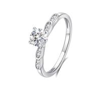 Women's Bridal Rings Sets, Simple Promise Rings for Women Classic 0.5ct Round Moissanite 18K White Gold Size I 1/2