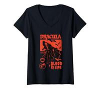 Womens Bride of Frankenstein Dracula Blood is Life V-Neck T-Shirt