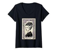 Womens Bride of Frankenstein Tee Vintage Horror Gothic Gifts V-Neck T-Shirt