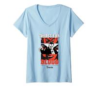 Womens Bride of Frankenstein Thirst for Blood V-Neck T-Shirt