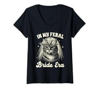 Womens Bride To Be Cat Mom Cat Bridal Wedding In My Freal Bride Era V-Neck T-Shirt